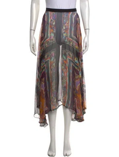 Pre-owned Dries Van Noten Silk Long Skirt In Multicolor