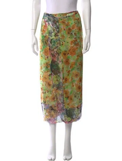 Pre-owned Dries Van Noten Silk Long Skirt In Neutrals
