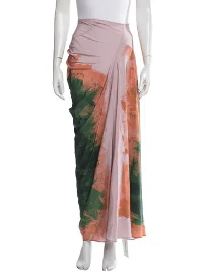 Pre-owned Dries Van Noten Silk Long Skirt W/ Tags In Pink