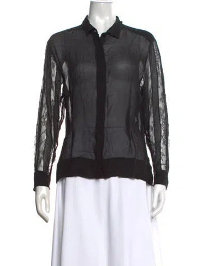 Pre-owned Dries Van Noten Silk Long Sleeve Blouse In Black