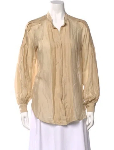 Pre-owned Dries Van Noten Silk Long Sleeve Blouse In Neutral