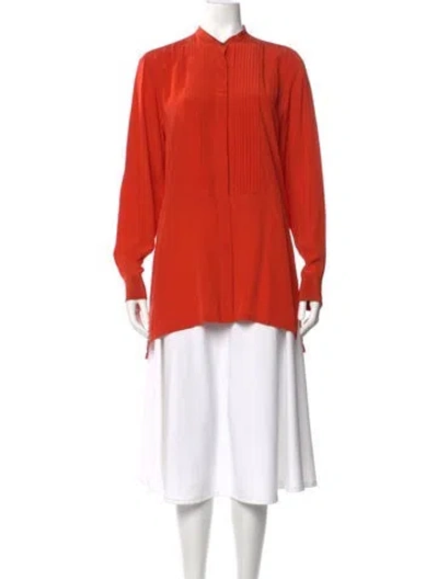 Pre-owned Dries Van Noten Silk Long Sleeve Blouse In Orange