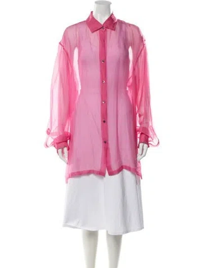 Pre-owned Dries Van Noten Silk Long Sleeve Blouse In Pink
