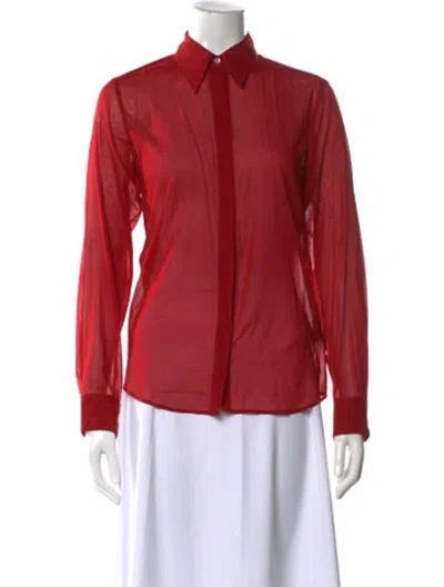 Pre-owned Dries Van Noten Silk Long Sleeve Blouse W/ Tags In Red