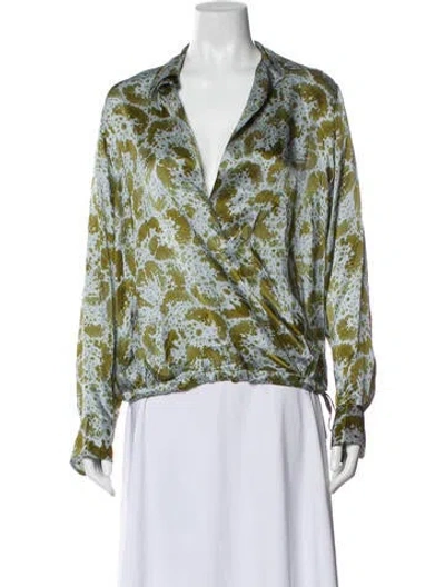 Pre-owned Dries Van Noten Silk Long Sleeve Blouse In White