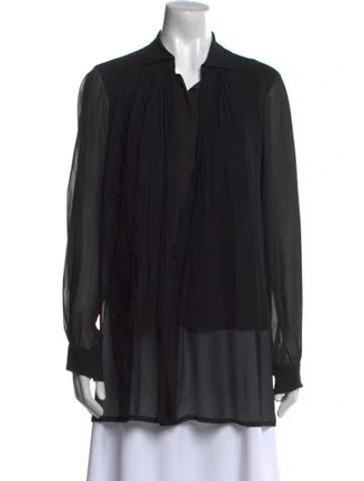 Pre-owned Dries Van Noten Silk Long Sleeve Tunic In Black