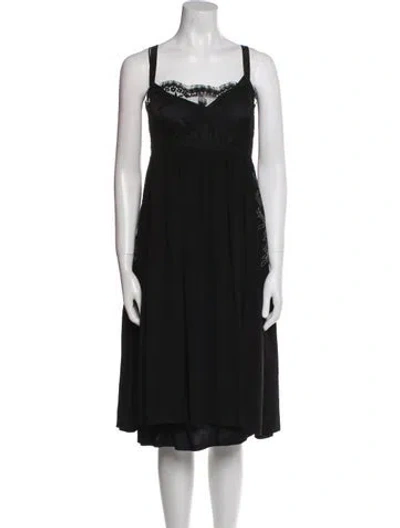 Pre-owned Dries Van Noten Silk Midi Length Dress In Black