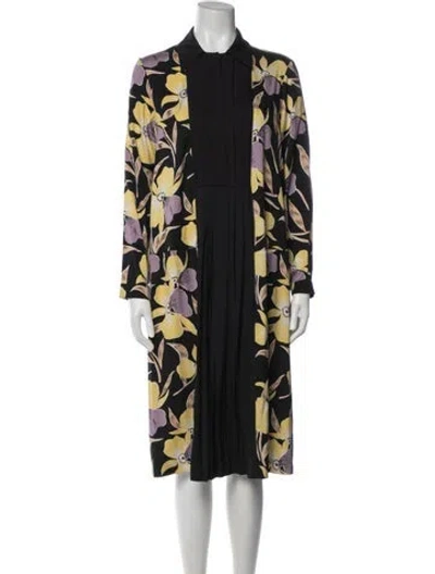 Pre-owned Dries Van Noten Silk Midi Length Dress In Black