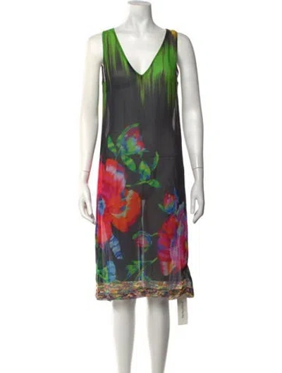 Pre-owned Dries Van Noten Silk Midi Length Dress In Black