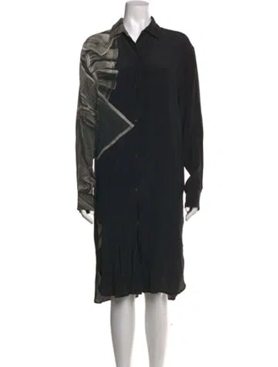Pre-owned Dries Van Noten Silk Midi Length Dress In Black