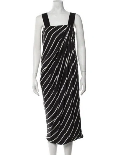 Pre-owned Dries Van Noten Silk Midi Length Dress In Black/white