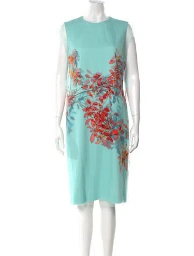 Pre-owned Dries Van Noten Silk Midi Length Dress In Blue