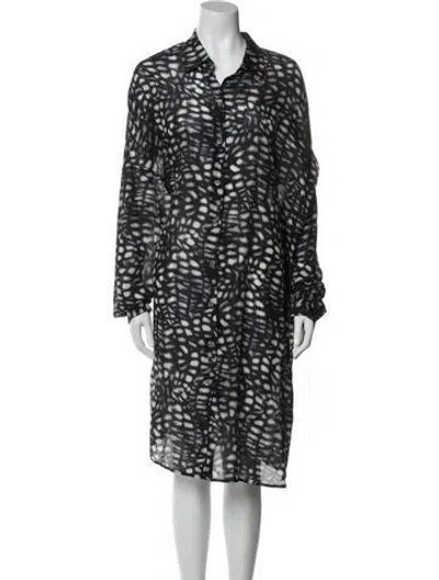 Pre-owned Dries Van Noten Silk Midi Length Dress In Blue