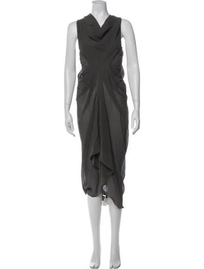 Pre-owned Dries Van Noten Silk Midi Length Dress In Gray