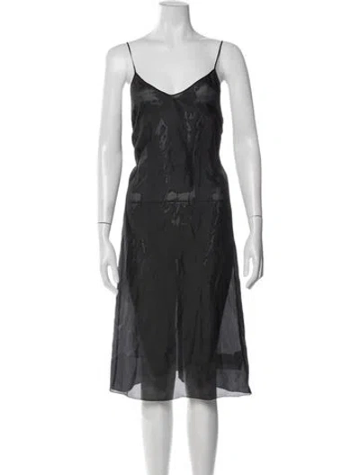 Pre-owned Dries Van Noten Silk Midi Length Dress In Gray