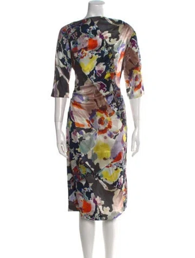 Pre-owned Dries Van Noten Silk Midi Length Dress In Multi