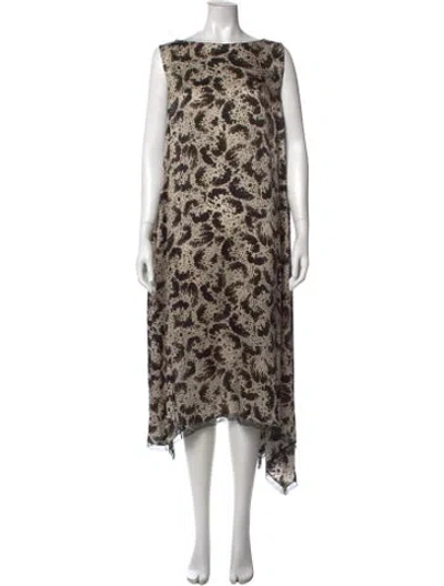 Pre-owned Dries Van Noten Silk Midi Length Dress In Neutral