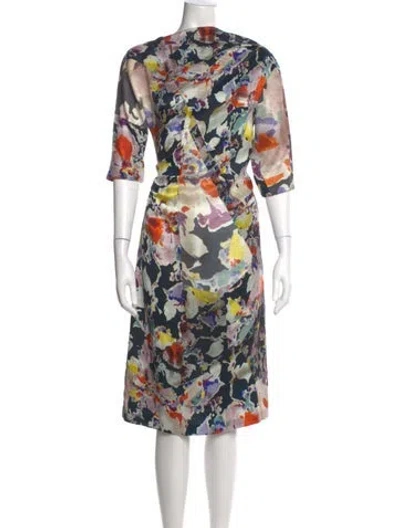 Pre-owned Dries Van Noten Silk Midi Length Dress In Neutral