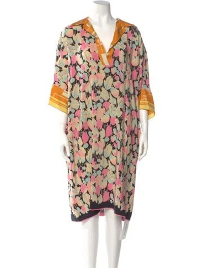 Pre-owned Dries Van Noten Silk Midi Length Dress In Pink
