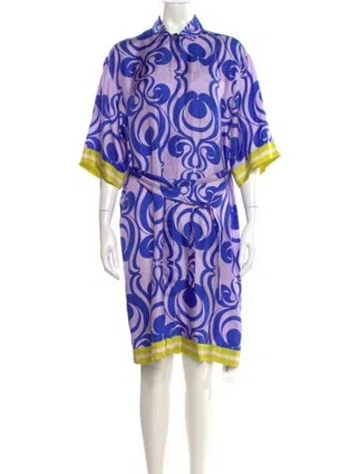 Pre-owned Dries Van Noten Silk Midi Length Dress In Purple
