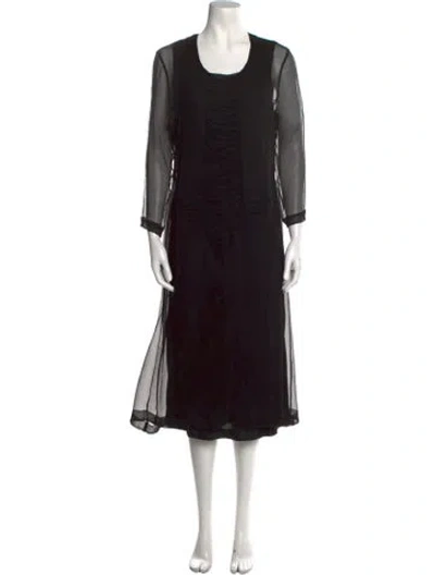 Pre-owned Dries Van Noten Silk Midi Length Dress W/ Tags In Black