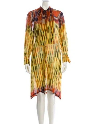 Pre-owned Dries Van Noten Silk Midi Length Dress In Yellow