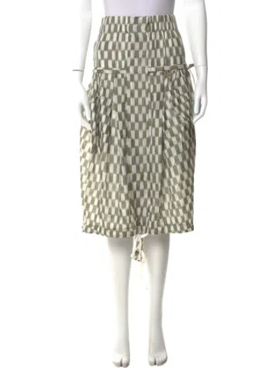 Pre-owned Dries Van Noten Silk Midi Length Skirt In Green