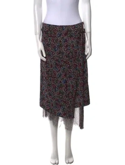 Pre-owned Dries Van Noten Silk Midi Length Skirt In Multi