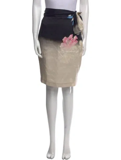 Pre-owned Dries Van Noten Silk Midi Length Skirt In Neutral