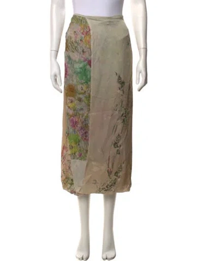Pre-owned Dries Van Noten Silk Midi Length Skirt In Neutral
