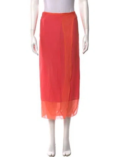 Pre-owned Dries Van Noten Silk Midi Length Skirt In Orange