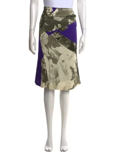 Pre-owned Dries Van Noten Silk Midi Length Skirt In Purple