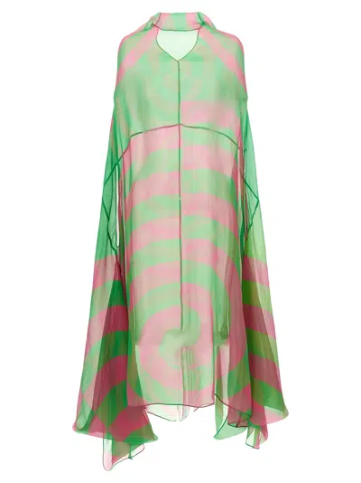 Dries Van Noten Silk Midi Women's Dress In Green