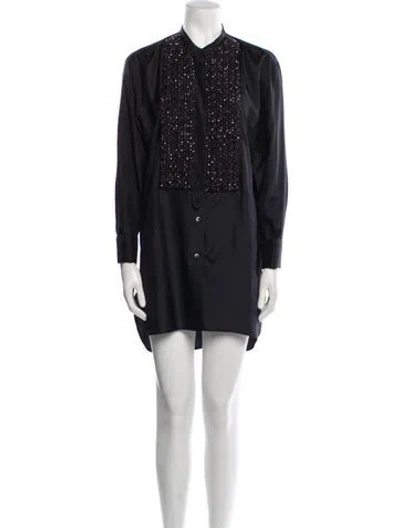 Pre-owned Dries Van Noten Silk Mini Dress In Blue