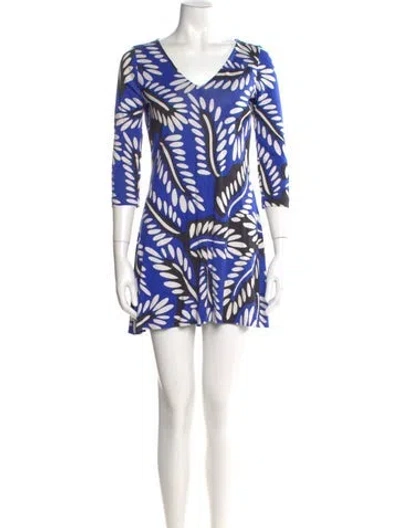 Pre-owned Dries Van Noten Silk Mini Dress In Blue