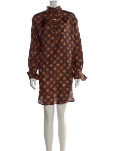 Pre-owned Dries Van Noten Silk Mini Dress In Brown