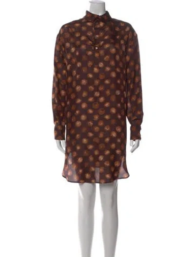 Pre-owned Dries Van Noten Silk Mini Dress In Brown