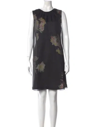Pre-owned Dries Van Noten Silk Mini Dress In Gray