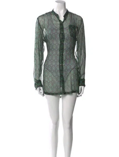 Pre-owned Dries Van Noten Silk Mini Dress In Green