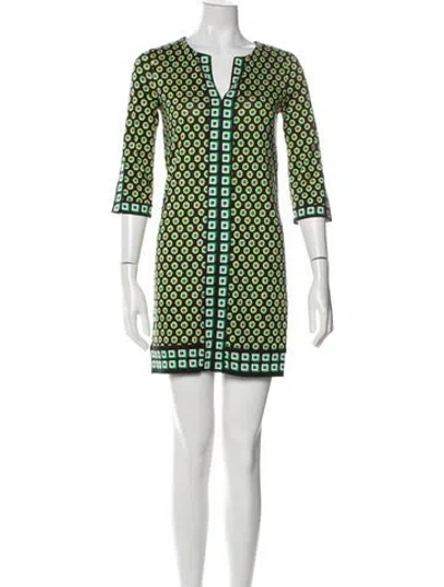 Pre-owned Dries Van Noten Silk Mini Dress In Green
