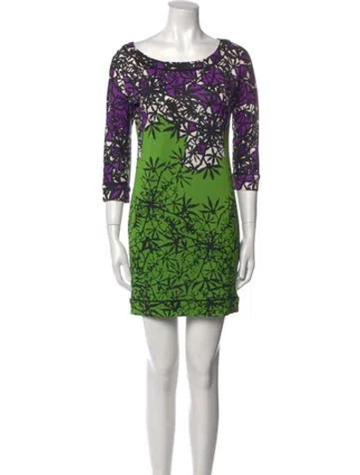 Pre-owned Dries Van Noten Silk Mini Dress In Green