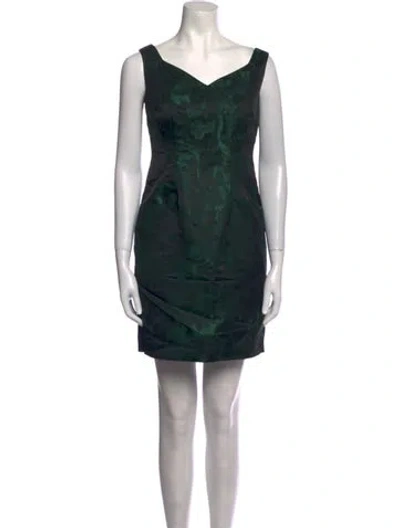 Pre-owned Dries Van Noten Silk Mini Dress In Green