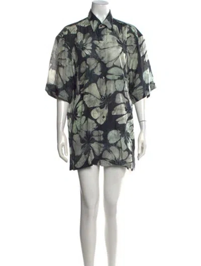 Pre-owned Dries Van Noten Silk Mini Dress In Green