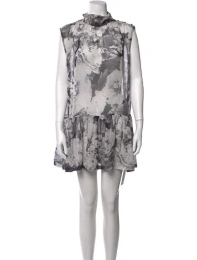 Pre-owned Dries Van Noten Silk Mini Dress In Grey