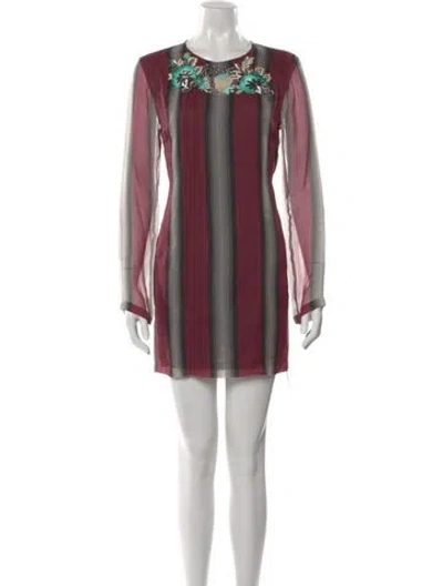 Pre-owned Dries Van Noten Silk Mini Dress In Red