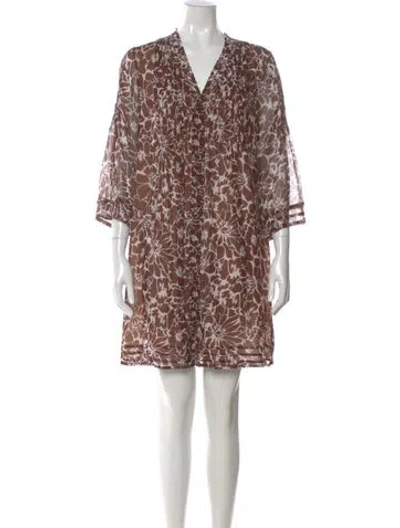 Pre-owned Dries Van Noten Silk Mini Dress W/ Tags In Brown
