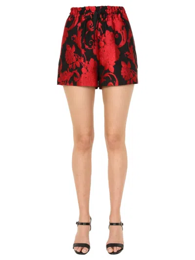 Dries Van Noten Silk Mini Shorts In Red