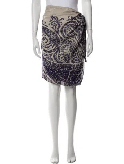 Pre-owned Dries Van Noten Silk Mini Skirt In Blue/neutrals