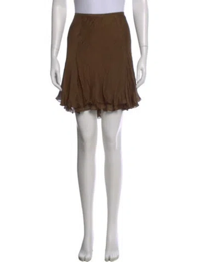 Pre-owned Dries Van Noten Silk Mini Skirt In Brown
