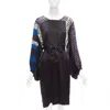 Dries Van Noten Silk Mixed Print Belted Billow Knitee Dress In Black